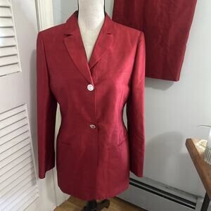 Gianluca Isaia Napoli Jacket US Medium Red Silk Long Line Quiet Luxury Classic *